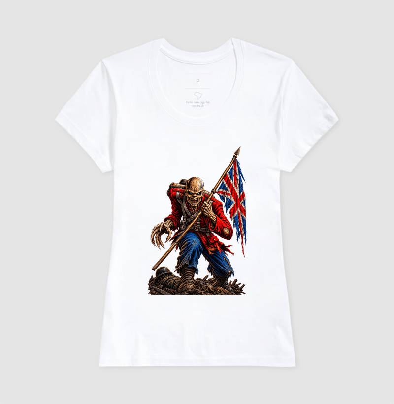 Camiseta Heavy Metal Caveira Soldado Britânico – Estampa Rock Dark Iron Maiden - Imagem 5