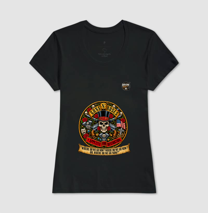Camiseta Guns N’ Roses Caveira, Rosas e Revólveres - Imagem 3