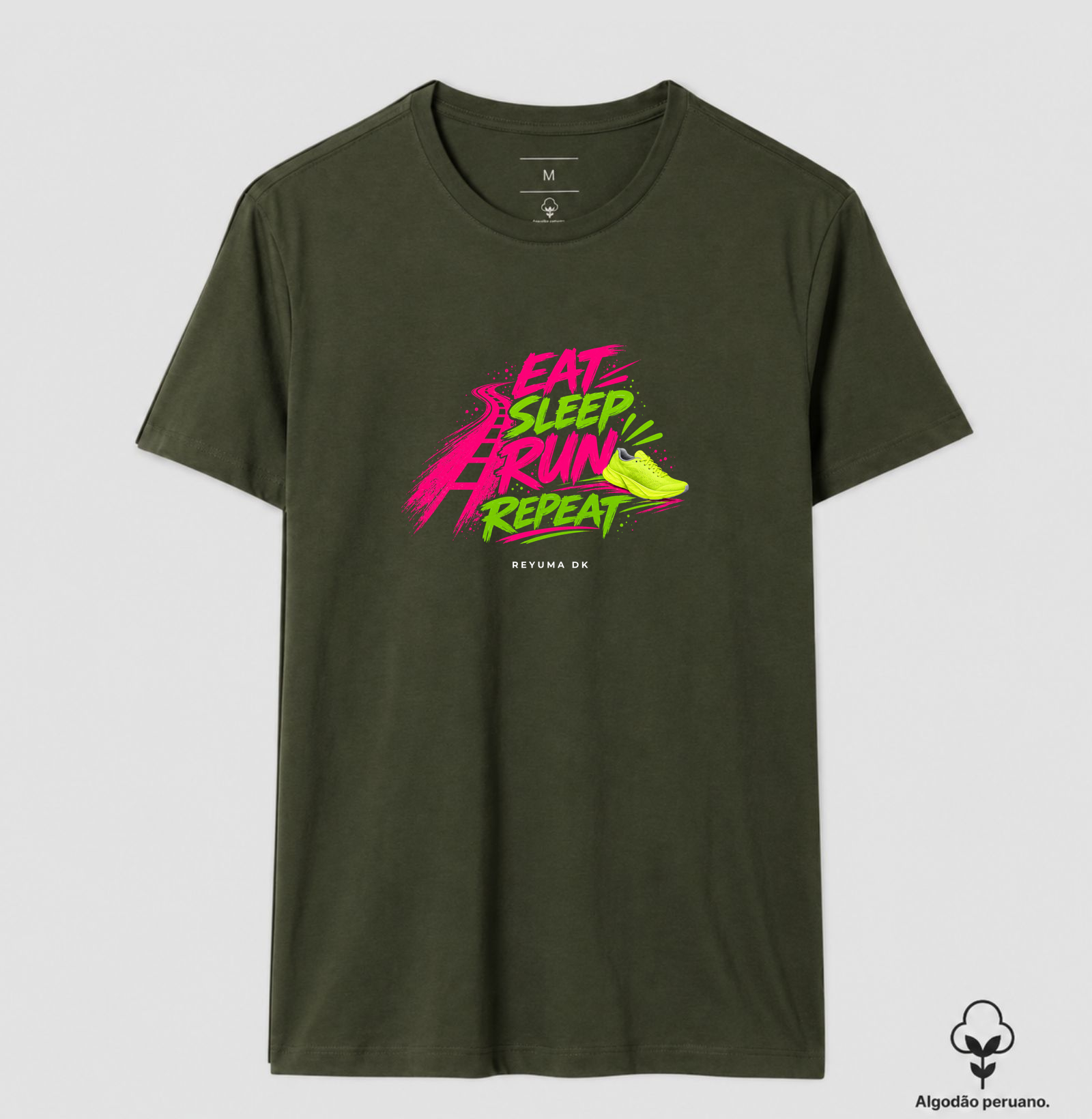 Camiseta Masculina, Feminina, Babylook e Unissex de Algodão Peruano Corrida "Eat, Sleep, Run, Repeat"  - Imagem 4