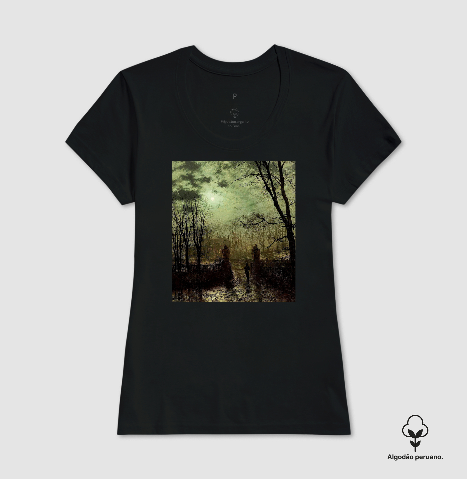 Camiseta Algodão Peruano Tanguis - Coleção Vestindo Arte Obra At the Park Gate Grimshaw  - Imagem 4