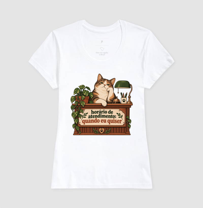 Camiseta Gato Engraçada "horário de atendimento" | Pelo & Pano - Imagem 5