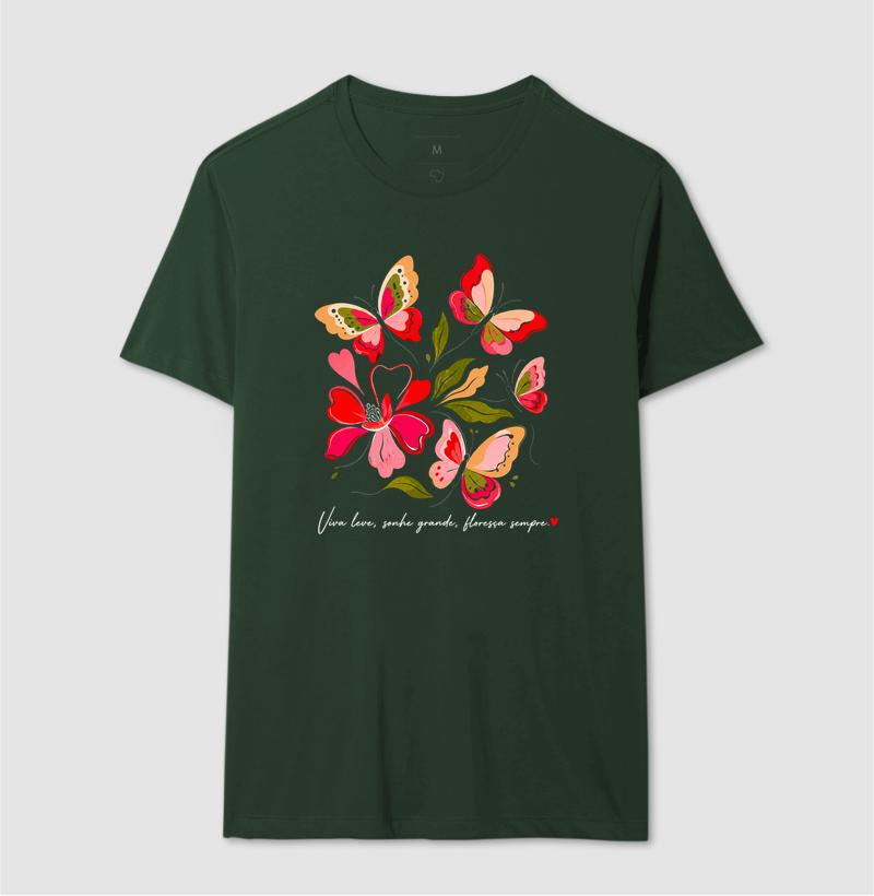 Camiseta Viva leve, Sonhe grande, Floresça sempre. - Imagem 12