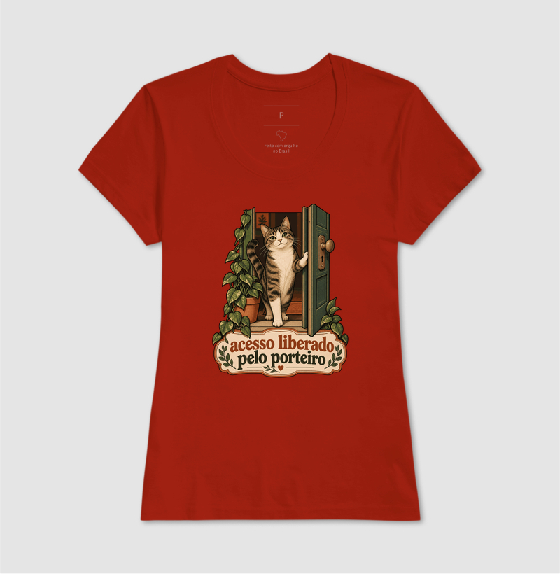 Camiseta Gato Porta "acesso liberado pelo porteiro" | Pelo & Pano - Imagem 11