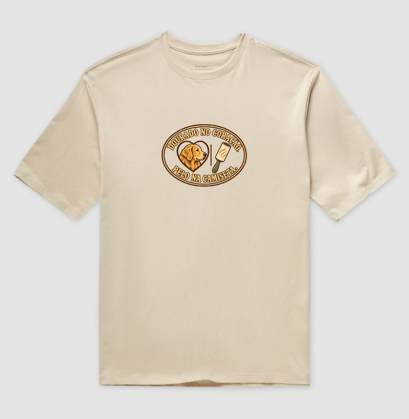 Dourado no coração. Pelo na camiseta. - Imagem 3