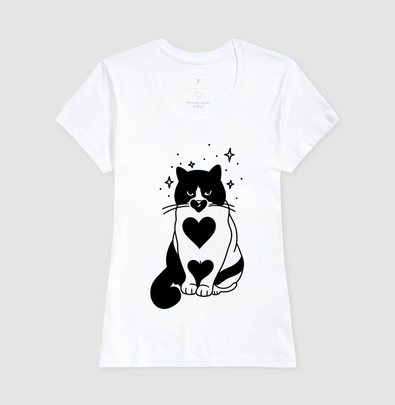 Camiseta Gato Coração - Imagem 3