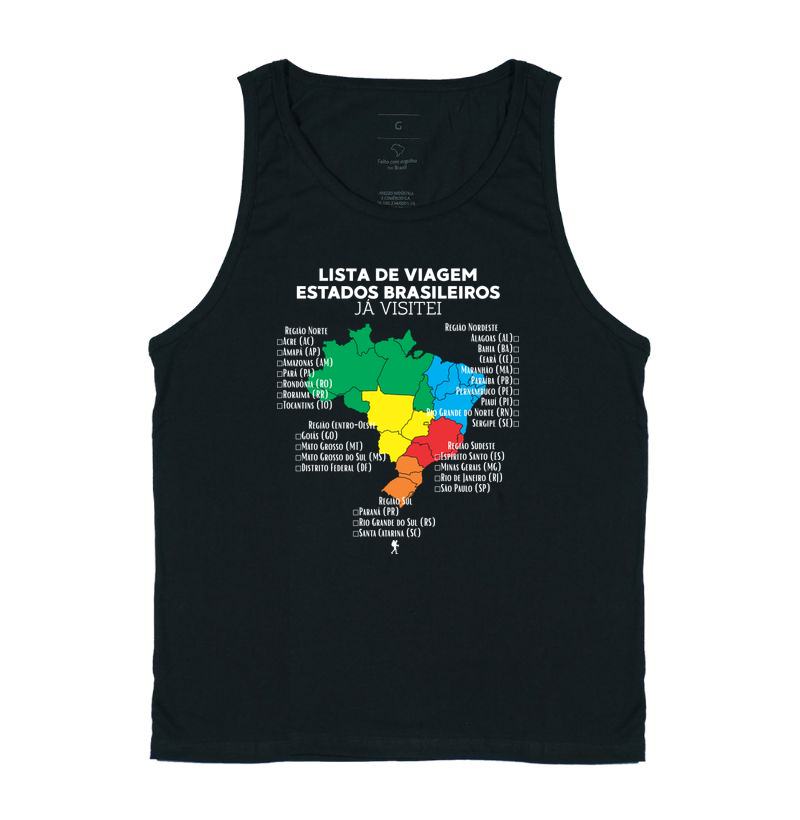 Camiseta Lista de Viagem Estados Brasileiros Ja Visitei | Mapa Brasil Auto Personalizavel | Colecao Personalizaveis - Imagem 3