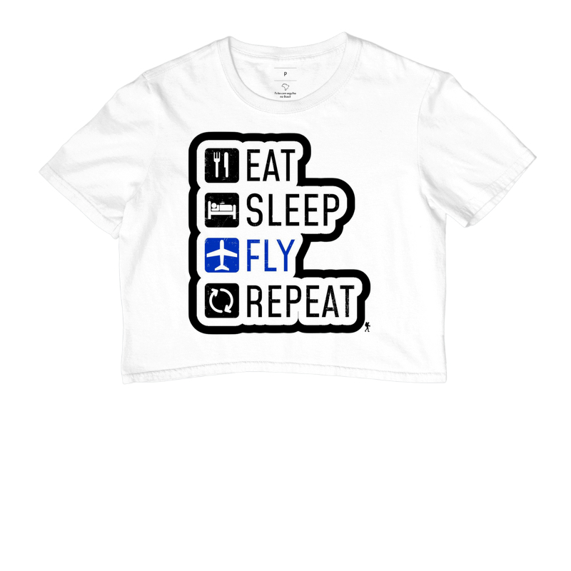 Camiseta Eat Sleep Fly Repeat | Rotina do Viajante Viciado | Colecao Viciados em Viagem - Imagem 3