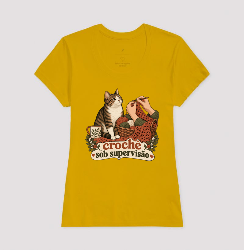 Camiseta Gato Crochê "crochê sob supervisão" | Pelo & Pano - Imagem 15