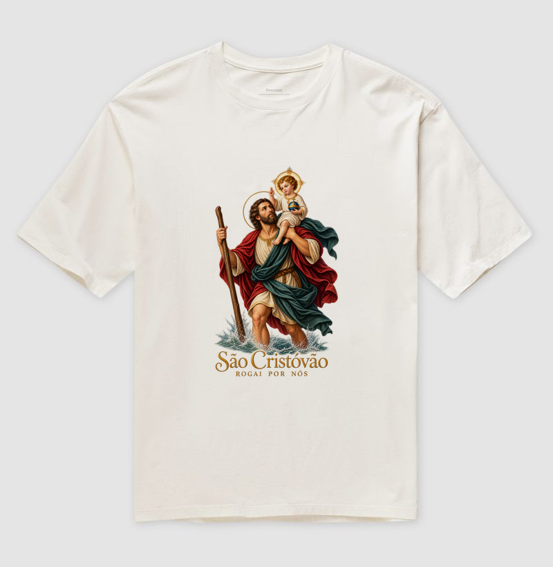 Camiseta Oversized São Cristóvão Rogai Por Nós - Imagem 4