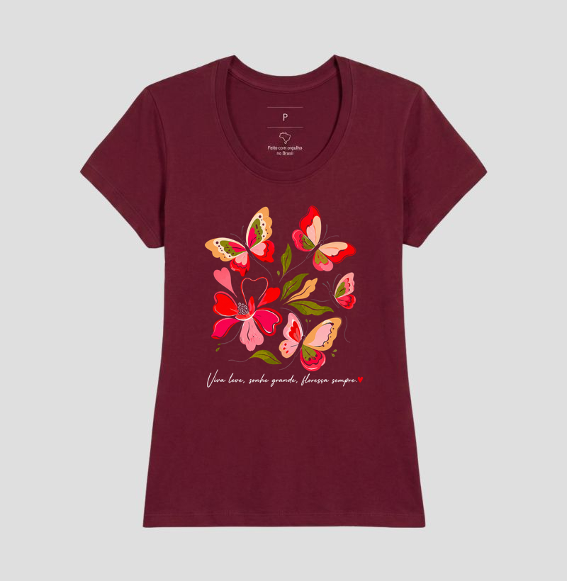 Camiseta Viva leve, Sonhe grande, Floresça sempre. - Imagem 19