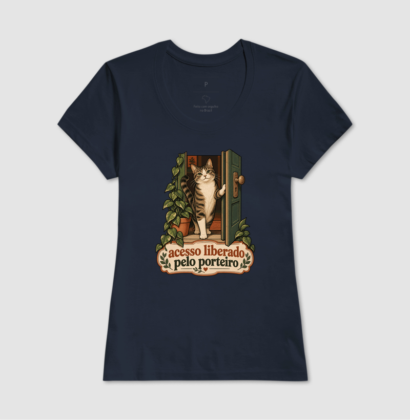 Camiseta Gato Porta "acesso liberado pelo porteiro" | Pelo & Pano - Imagem 7
