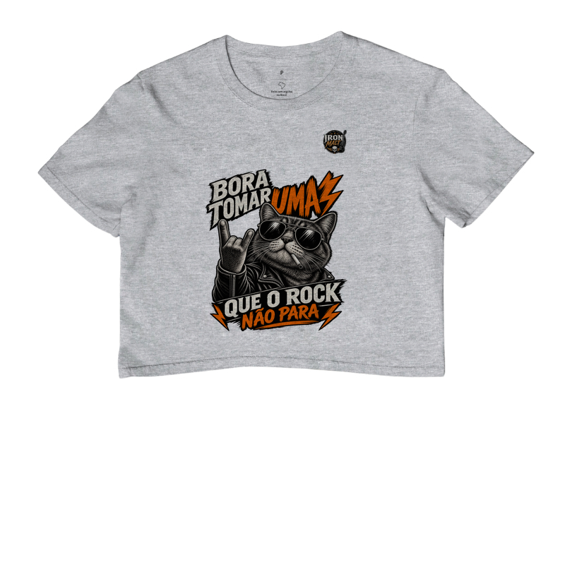 Cropped Rock Cat – Estampa Gato Rockeiro de Óculos e Jaqueta - Imagem 6