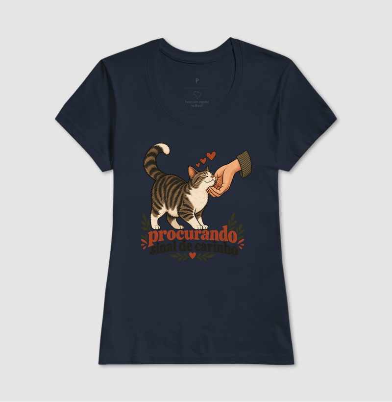 Camiseta Gato Carinho "procurando sinal de carinho" | Pelo & Pano - Imagem 7