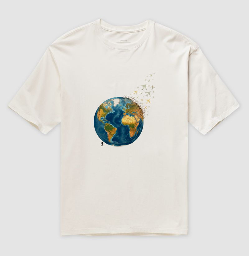 Camiseta Globo Terrestre Avioes Dispersos | Arte 3D Viagem Mundo | Colecao Viciados em Viagem - Imagem 4