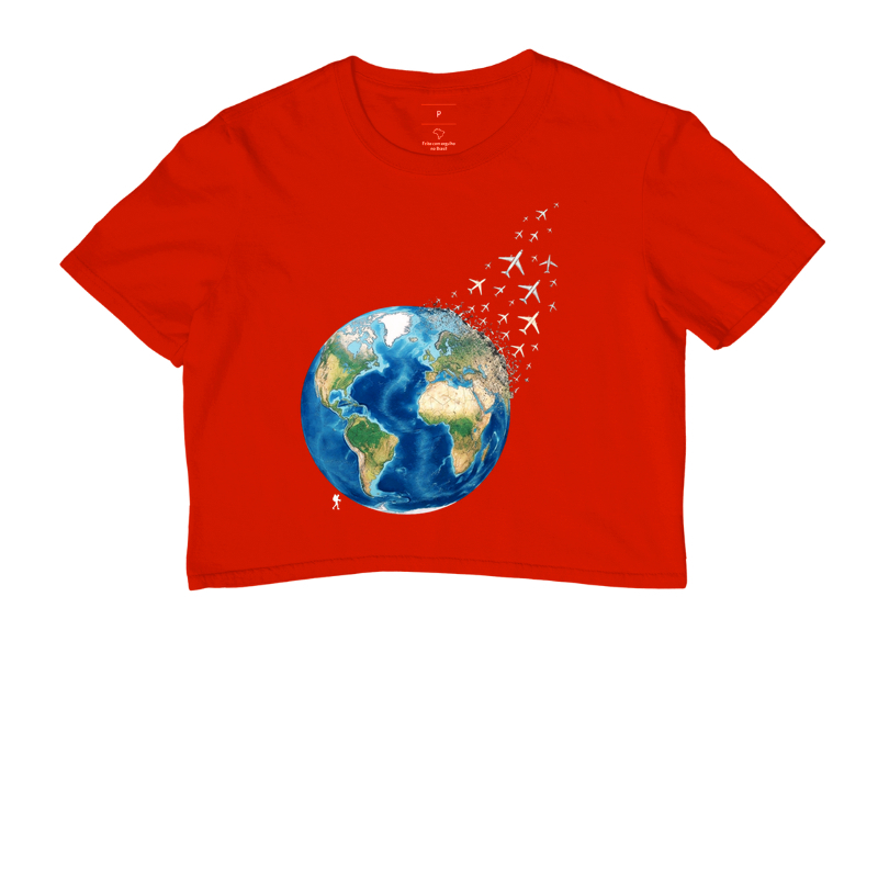 Camiseta Globo Terrestre Avioes Dispersos | Arte 3D Viagem Mundo | Colecao Viciados em Viagem - Imagem 7