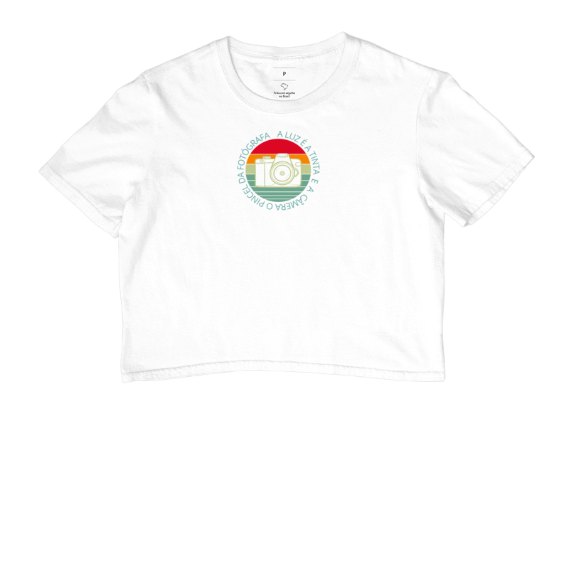 Camiseta feminina cropped a luz é a tinta - Imagem 3