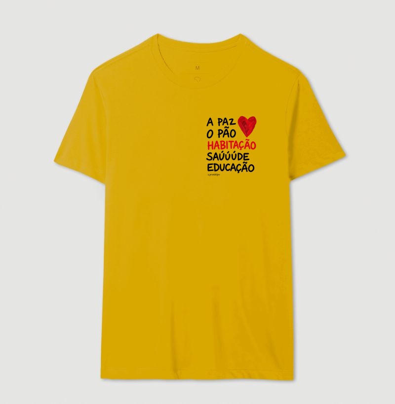Camiseta A Paz, o Pão, Habitação, Saúde e EducaçãoCamiseta A Paz, o Pão, Habitação, Saúde e Educação - Imagem 12