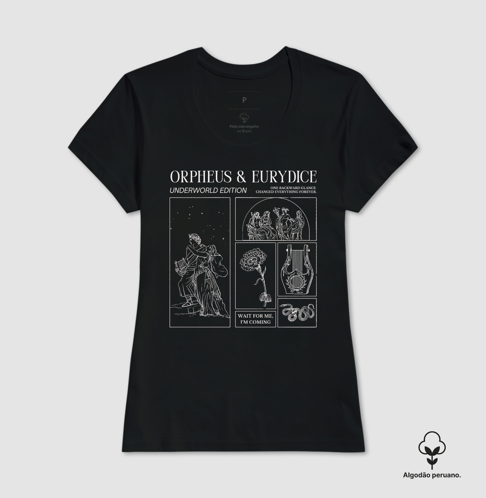 Camiseta Algodão Peruano Tanguis Mitologia Grega Orfeu e Eurídice - Imagem 6