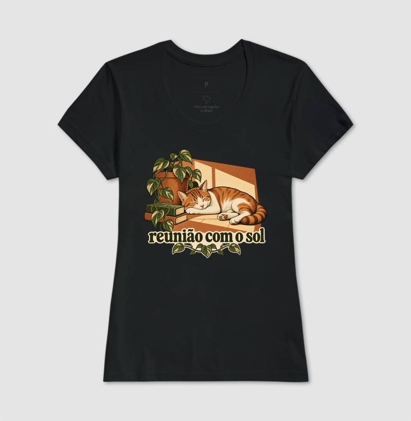 Camiseta Gato Sol "reunião com o sol" | Pelo & Pano - Imagem 3