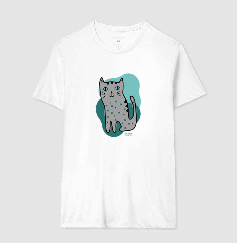 Desenho de gato cinza com fundo verde - Imagem 5