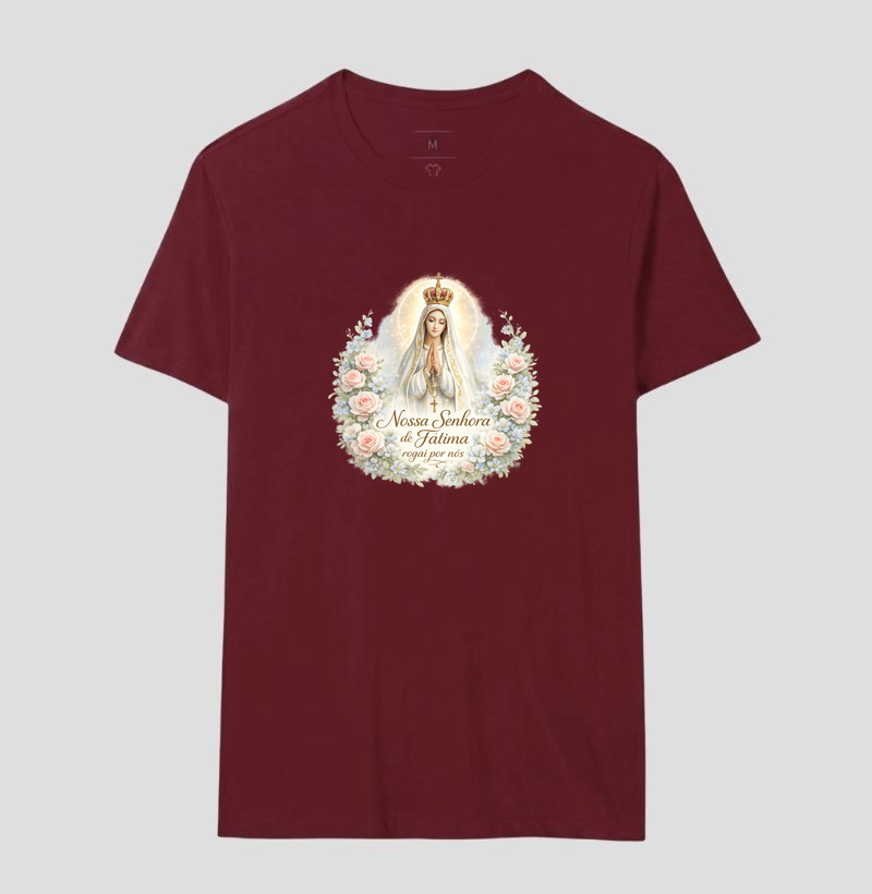 Camiseta Nossa Senhora de Fátima Guirlanda de Rosas - Imagem 12