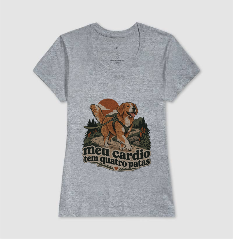 Camiseta Cachorro Passeio "meu cardio tem quatro patas" | Pelo & Pano - Imagem 10
