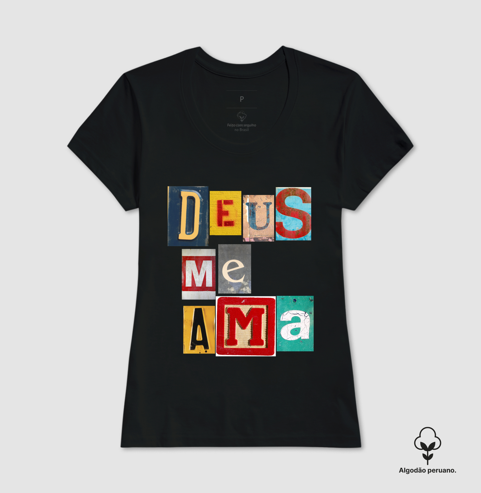 Camiseta Algodão Peruano Cristã Deus Me Ama - Imagem 2