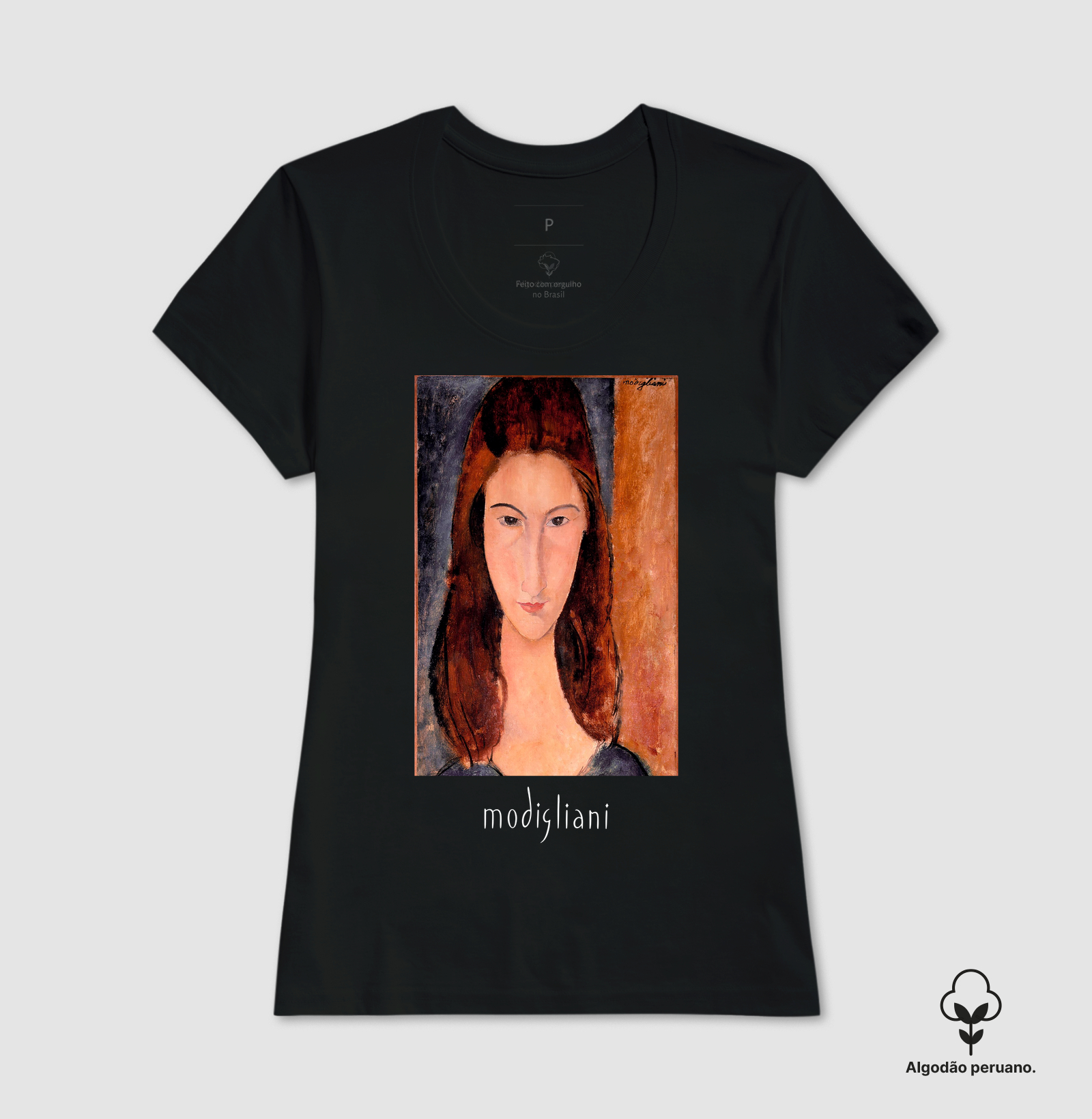 Camiseta Algodão Peruano Tanguis Retrato de Jeanne Hébuterne Modigliani - Imagem 5