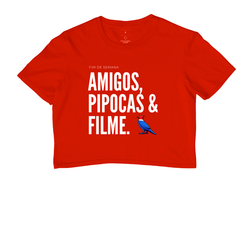  Essa estampa combina com quem tem um estilo urbano e alegre. É uma peça que comunica personalidade e bom humor, ótima para usar em encontros de fim de semana ou para presentear alguém que adora cinema e diversão.  - Imagem 7