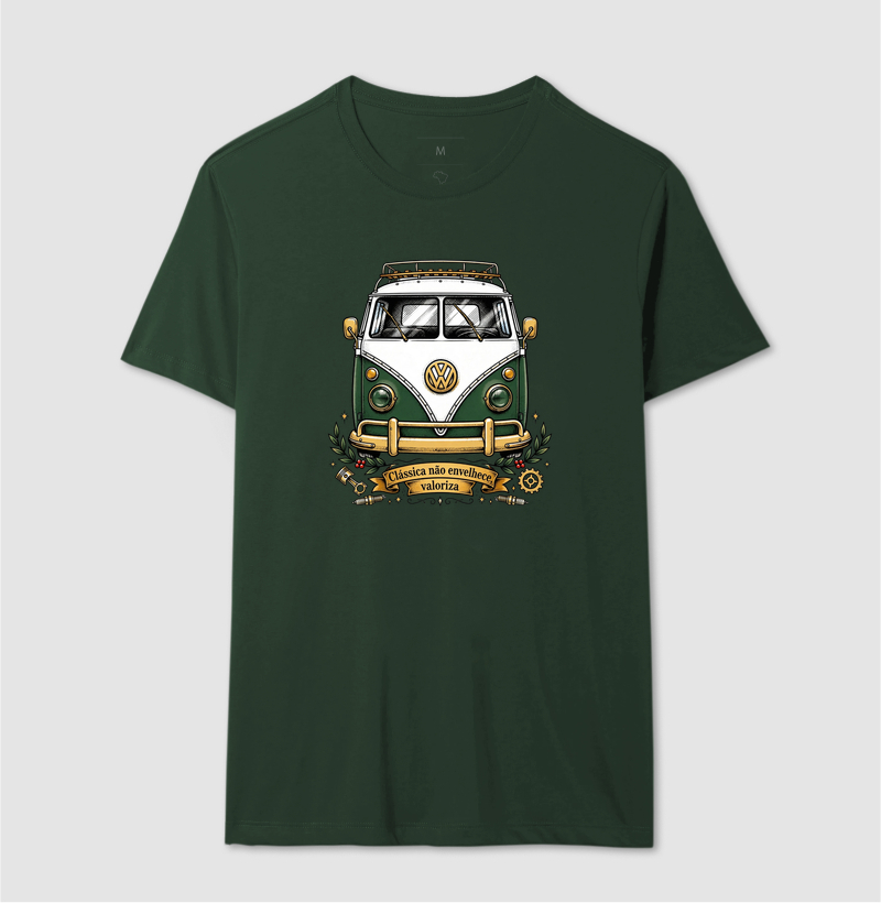 Kombi Clássica Não Envelhece Valoriza - Vintage VW Verde e Dourada - Imagem 10