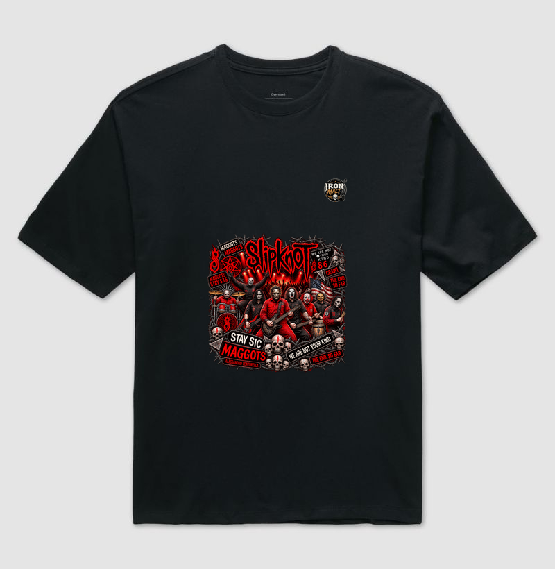 Camiseta Nu Metal Rock com Estampa Slipknot, Skull e Visual Dark - Imagem 2