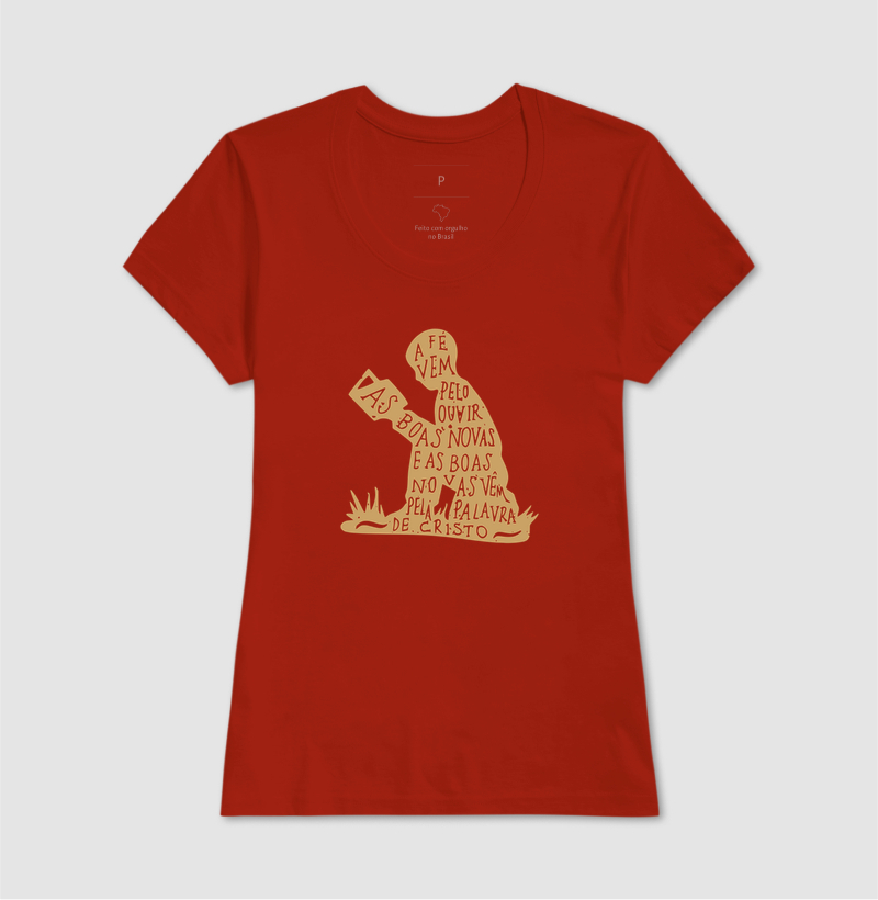 Camiseta Feminina A fé vem pelo Ouvir - Imagem 6