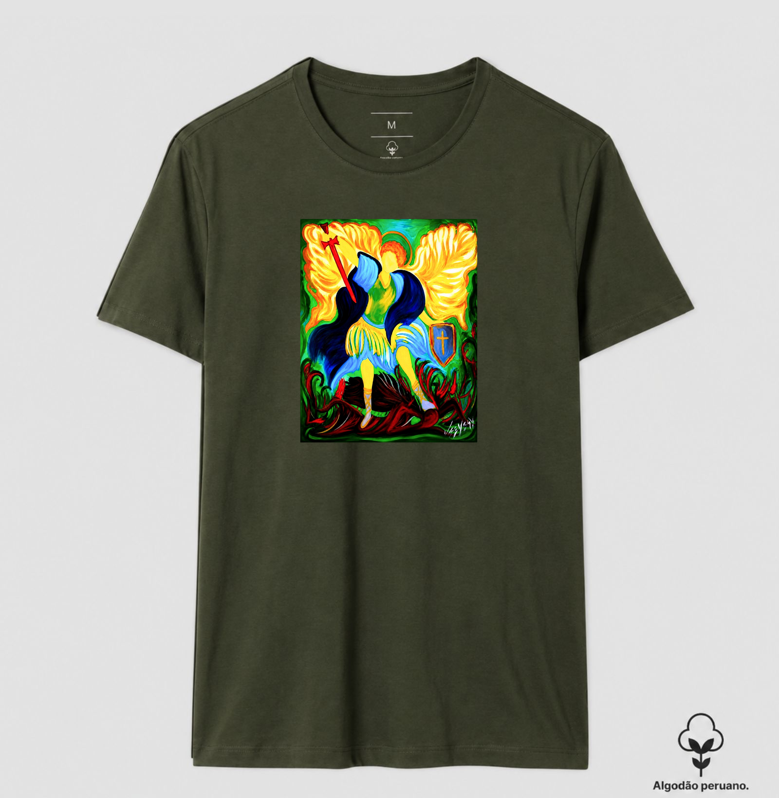Camiseta Algodão Peruano São Miguel Arte Sacra - Imagem 9