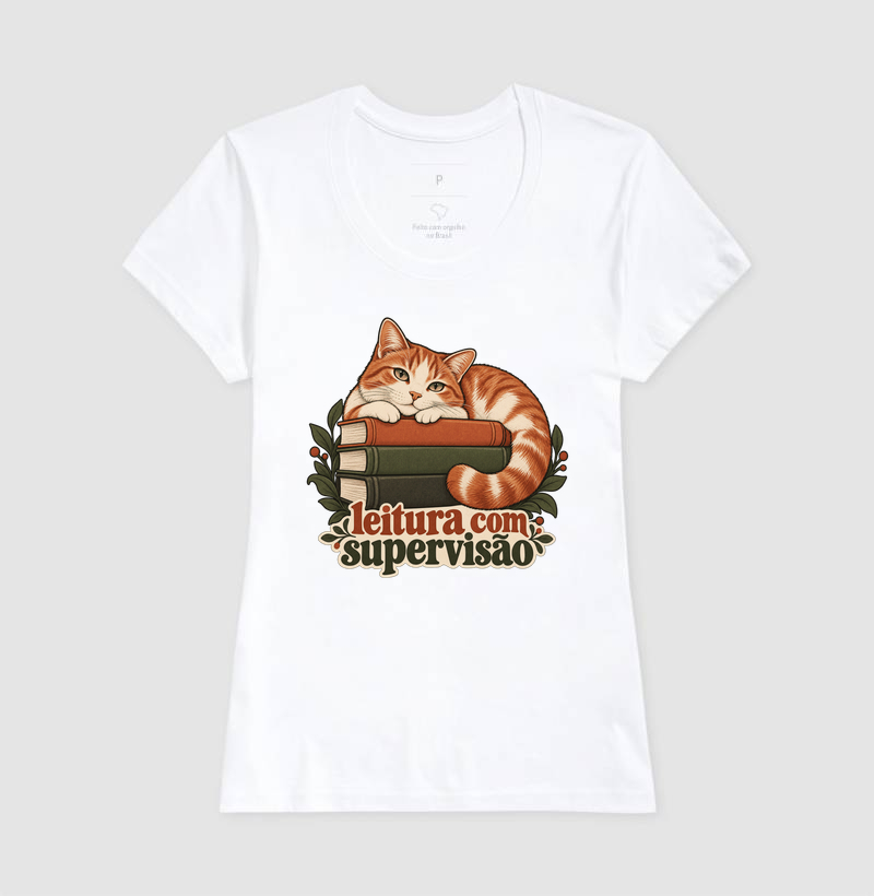 Camiseta Gato Leitura "leitura com supervisão" | Pelo & Pano - Imagem 6