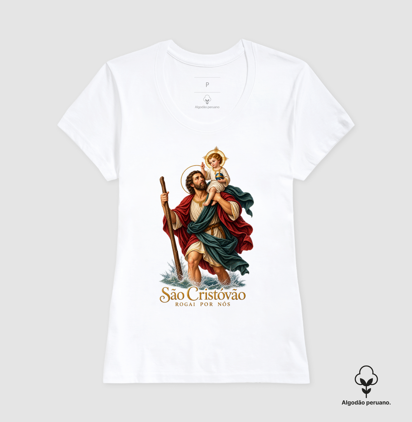 Camiseta Algodão Peruano São Cristóvão Rogai Por Nós - Imagem 5