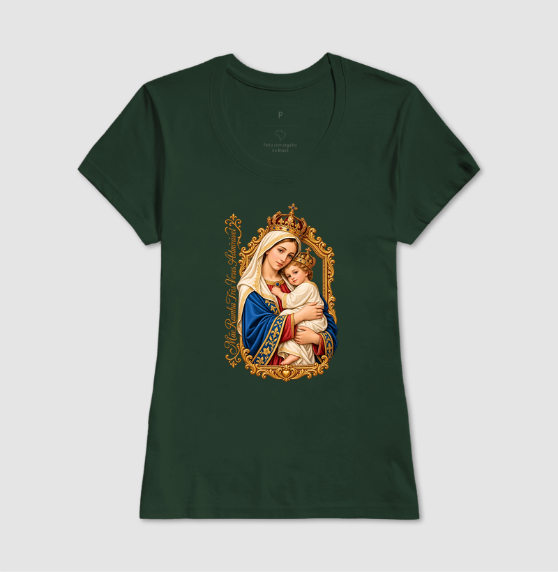 Camiseta Mãe Rainha Três Vezes Admirável Com Menino Jesus - Imagem 11