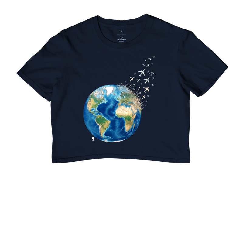 Camiseta Globo Terrestre Avioes Dispersos | Arte 3D Viagem Mundo | Colecao Viciados em Viagem - Imagem 4