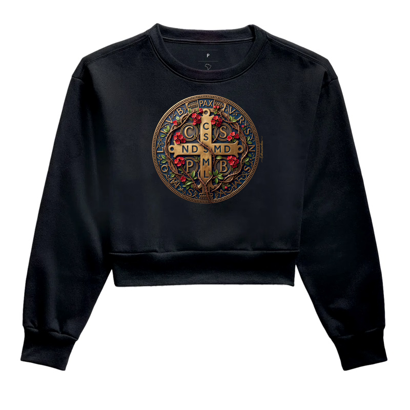 Medalha de São Bento e Flores Coroa-de-Cristo | Arte Sacra Exclusiva - Imagem 2