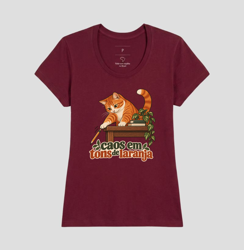 Camiseta Gato Laranja "caos em tons de laranja" | Pelo & Pano - Imagem 19