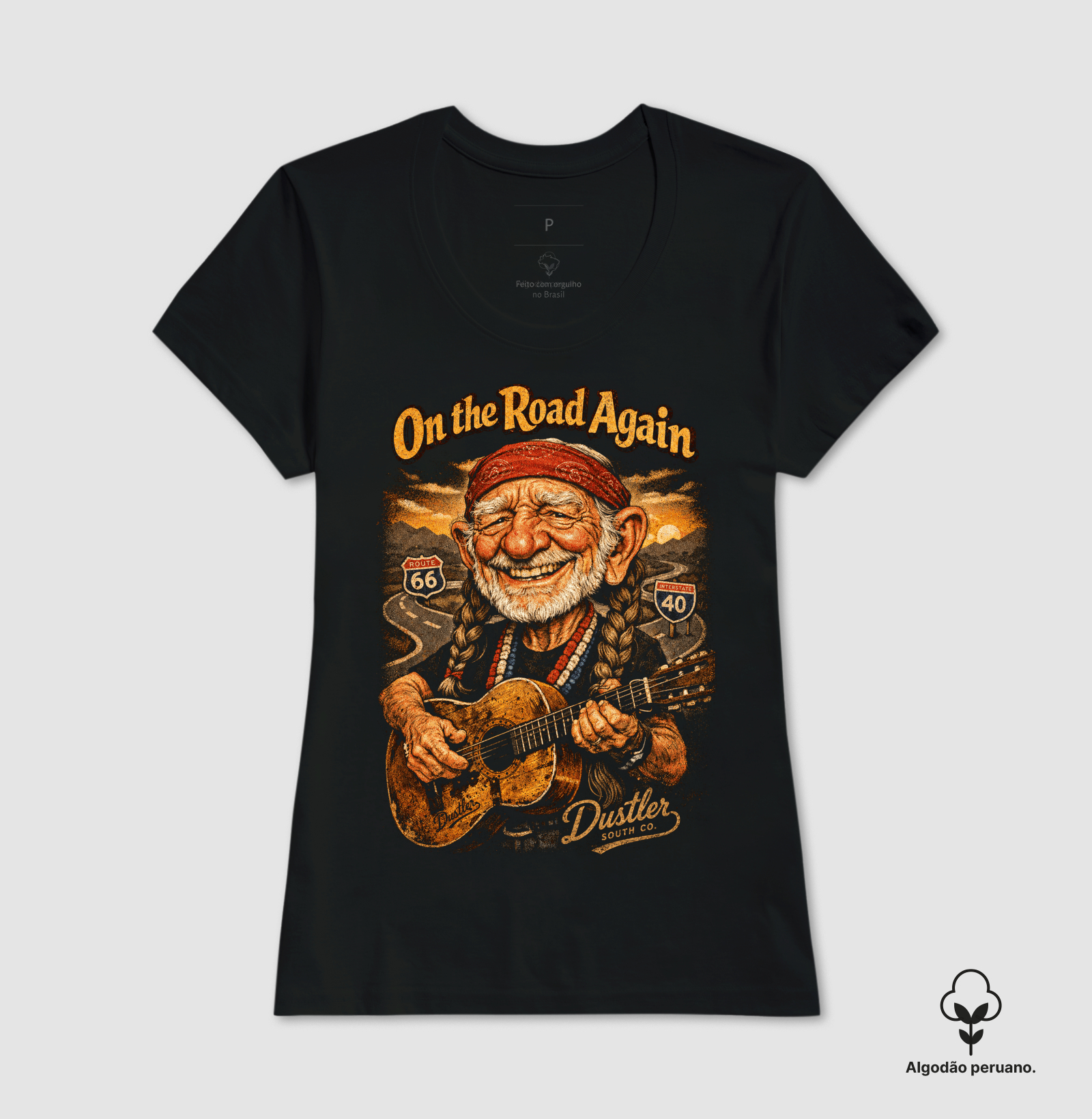 Camiseta Country Masculina On The Road Again Dustler South Co. Algodão Peruano Premium - Imagem 4
