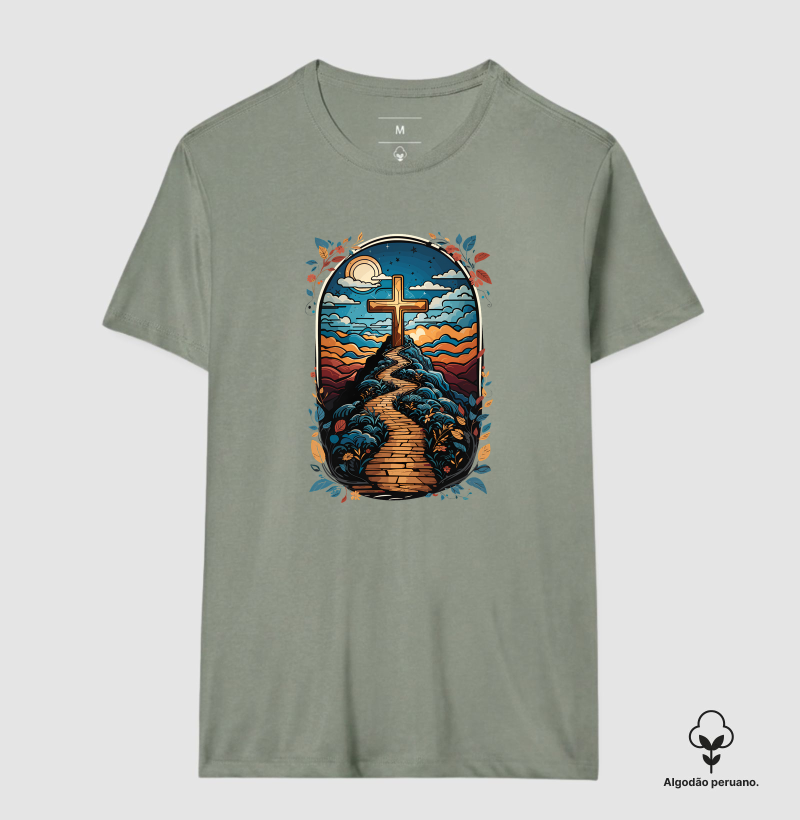 Camiseta Masc. Algodão Peruano Caminho da Cruz - Imagem 6