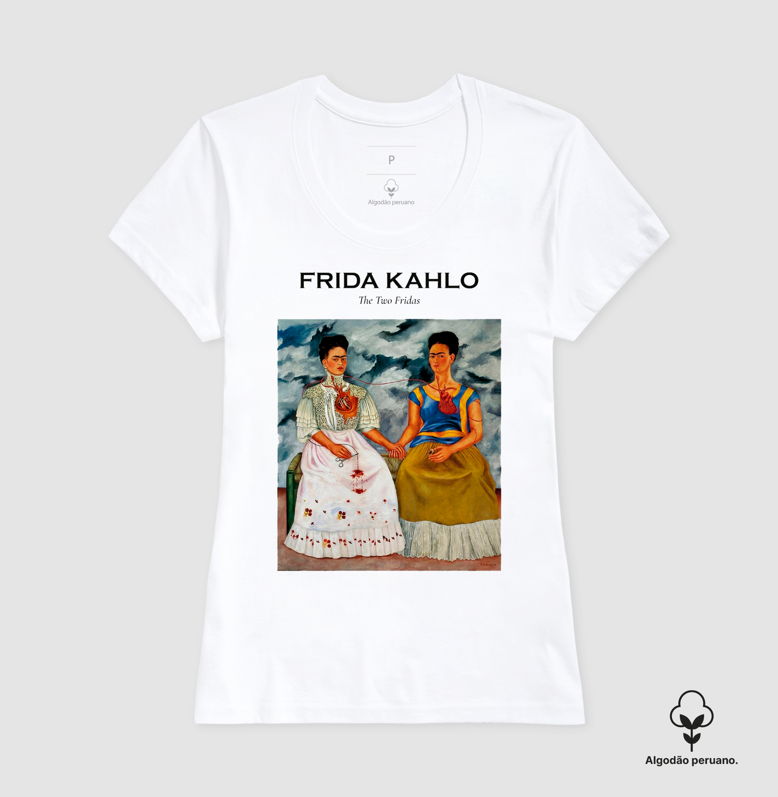 Camiseta Branca Arte Surrealista Frida Kahlo Algodão Nobre Premium - Imagem 3