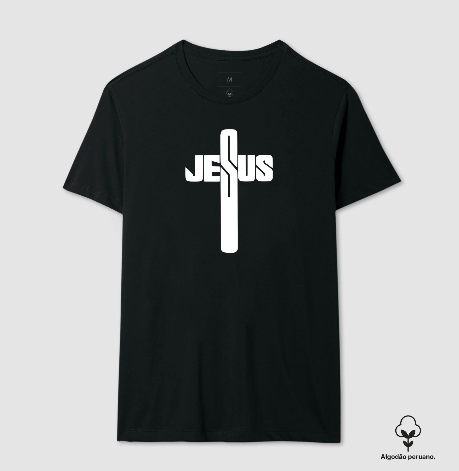 Camiseta Masc. Algodão Peruano Jesus Cruz - Imagem 3