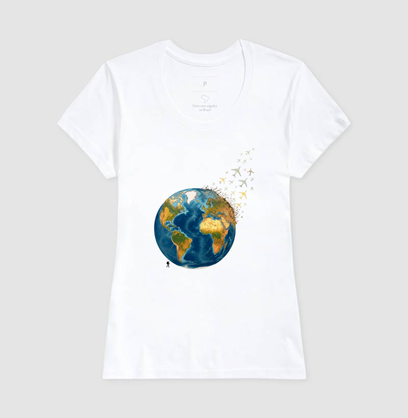 Camiseta Globo Terrestre Avioes Dispersos | Arte 3D Viagem Mundo | Colecao Viciados em Viagem - Imagem 8