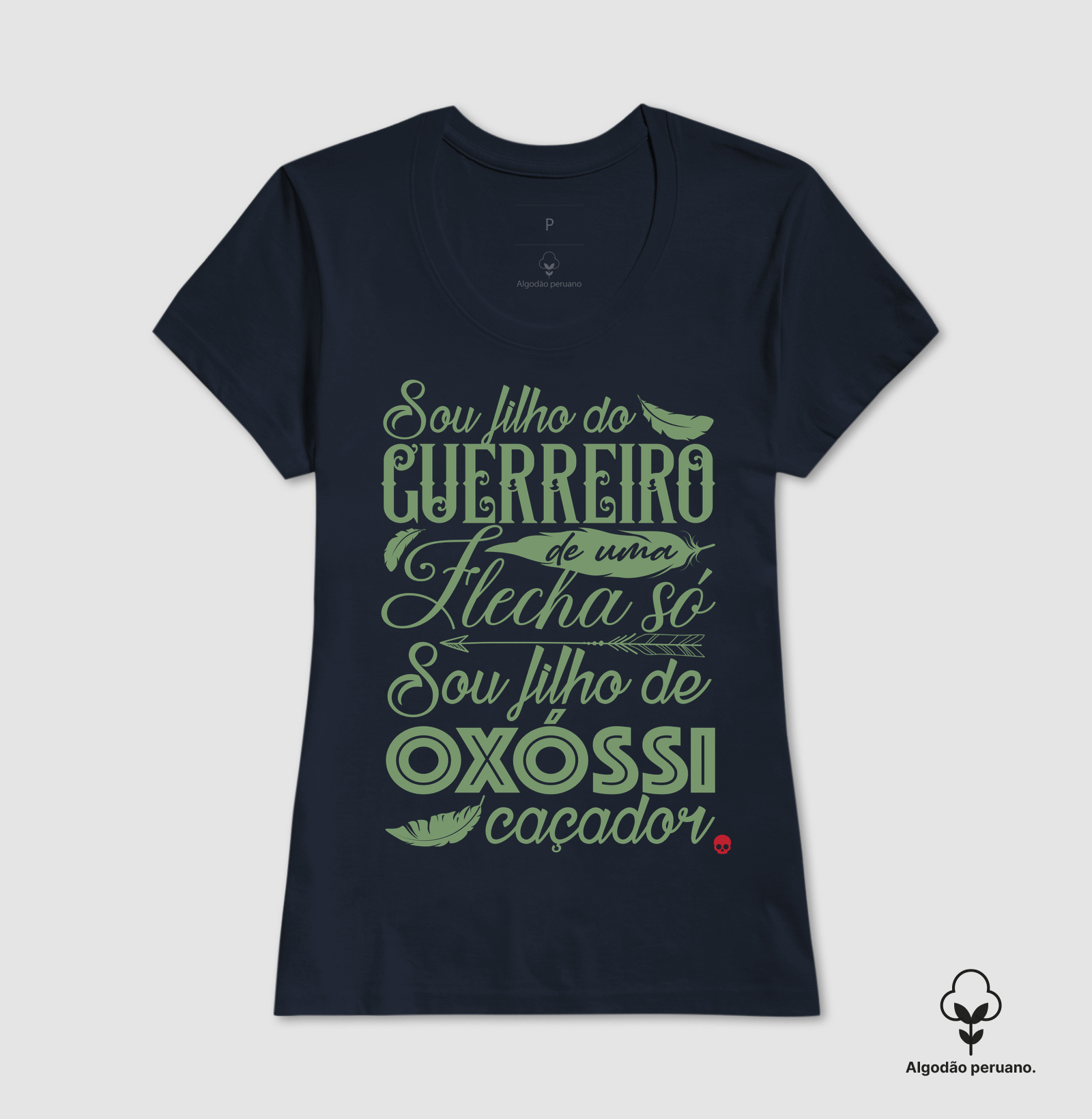 Camiseta Umbanda Oxóssi - Sou filho de um Guerreiro - Em Algodão Peruano - Imagem 8