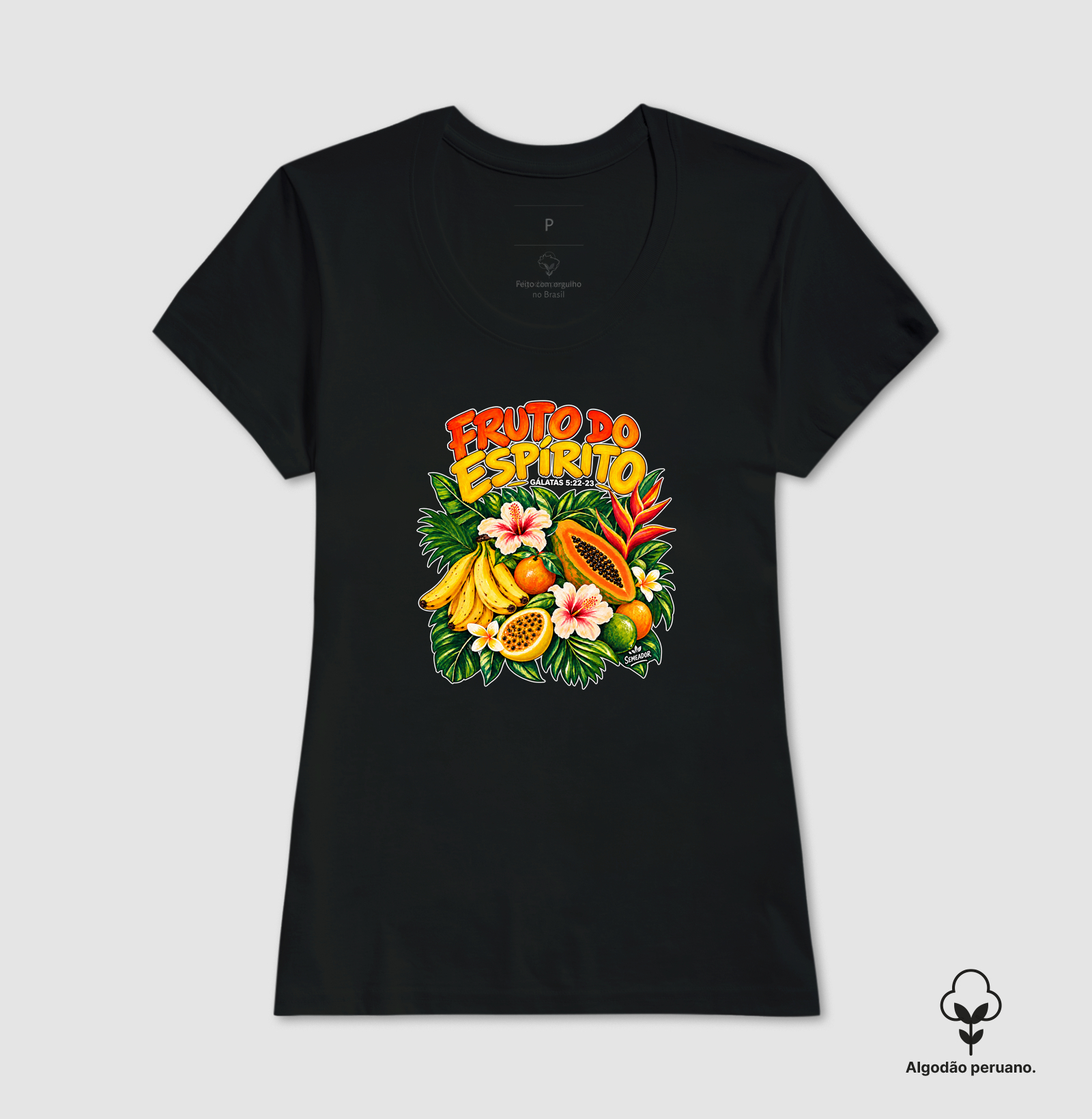 Camiseta Algodão Peruano Feminina Cristã Fruto do Espírito - Imagem 2