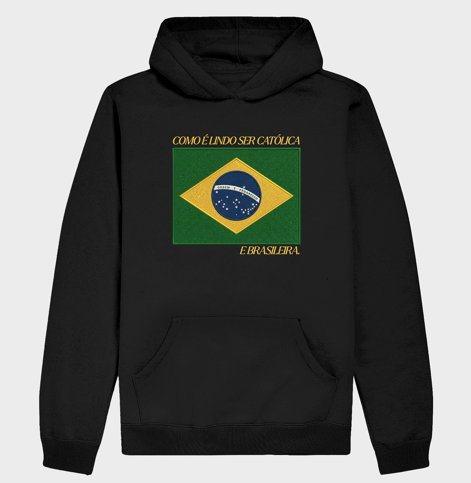 Moletom com Capuz Brasil Bandeira Estilo Bordada - Imagem 2
