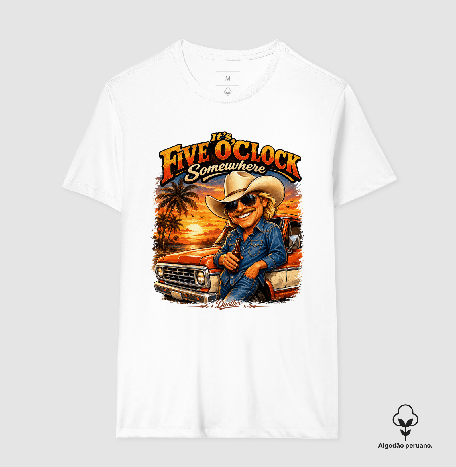 Camiseta Country Five O’Clock Somewhere Dustler South Co. Algodão Peruano Premium - Imagem 3