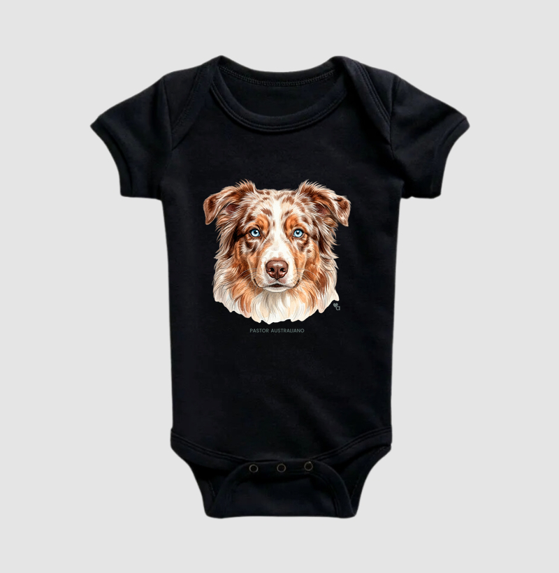 Cães - Pastor Australiano (Red Merle) - Body Infantil - Imagem 4