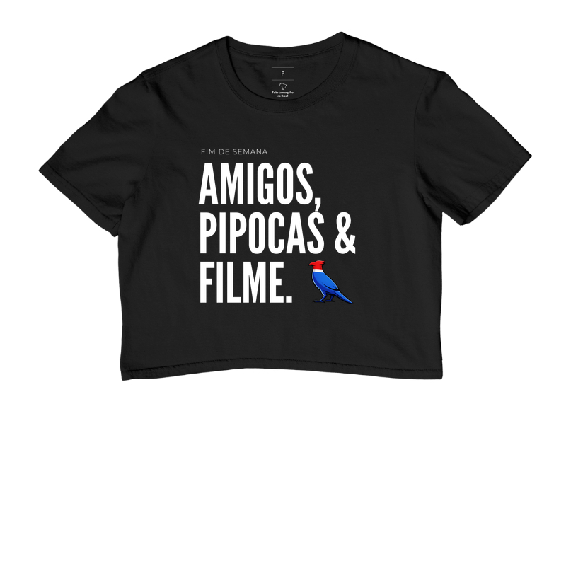  Essa estampa combina com quem tem um estilo urbano e alegre. É uma peça que comunica personalidade e bom humor, ótima para usar em encontros de fim de semana ou para presentear alguém que adora cinema e diversão.  - Imagem 2